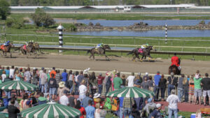A crowd gathered at Parx Racing